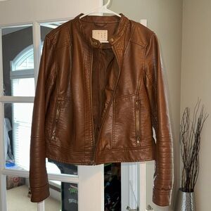 Faux Leather Jacket - Camel